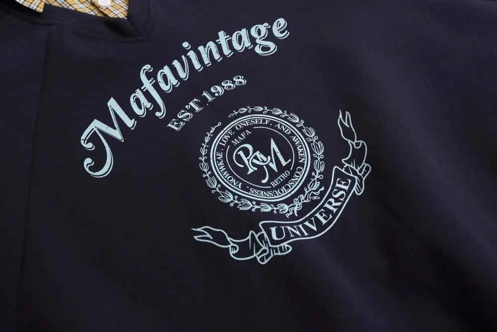 Insulated Streetwear Letter Print Fake Two-Piece Sweatshirts