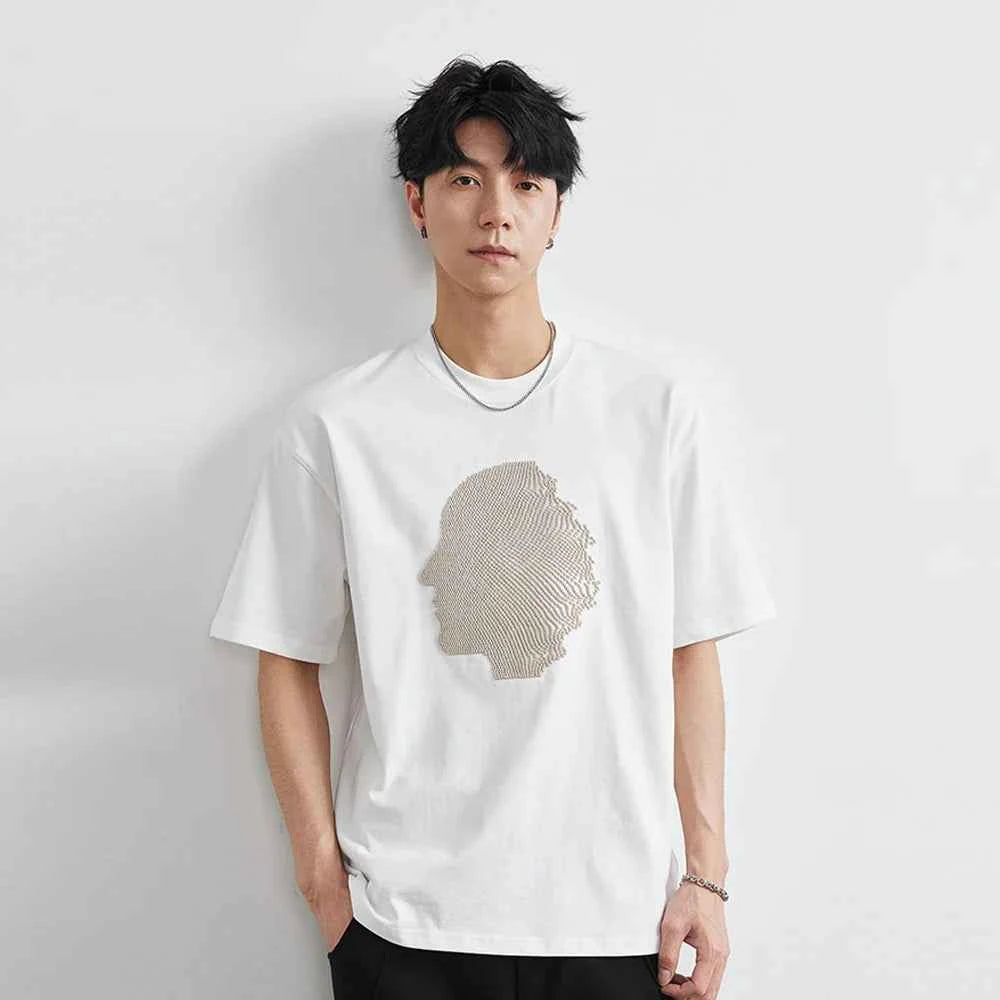 Embroidered Heavy Cotton Casual Short Sleeve T-Shirt