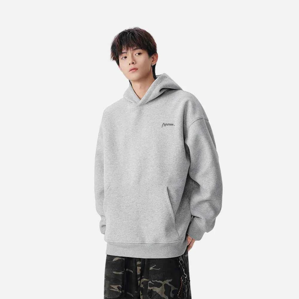 Minimalist Embroidered Logo Casual Hoodie