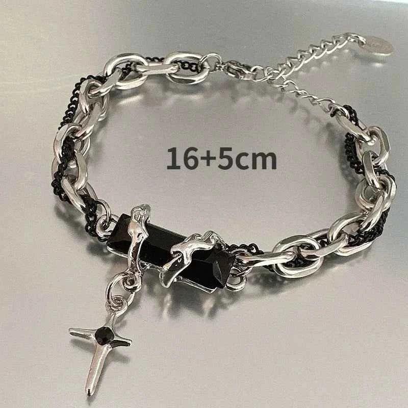 Black Zircon Star Titanium Bracelet