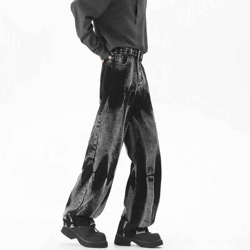 Durable Streetwear Black Tie Dye High Jeans
