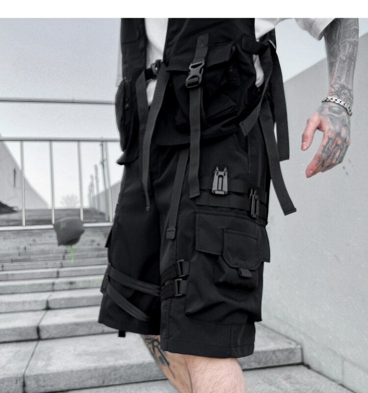 Techwear Multi Pocket Buckles Cargo Shorts