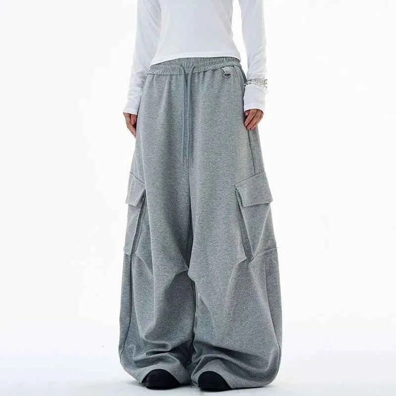 Breathable Solid Color Pleated Cargo Sweatpants