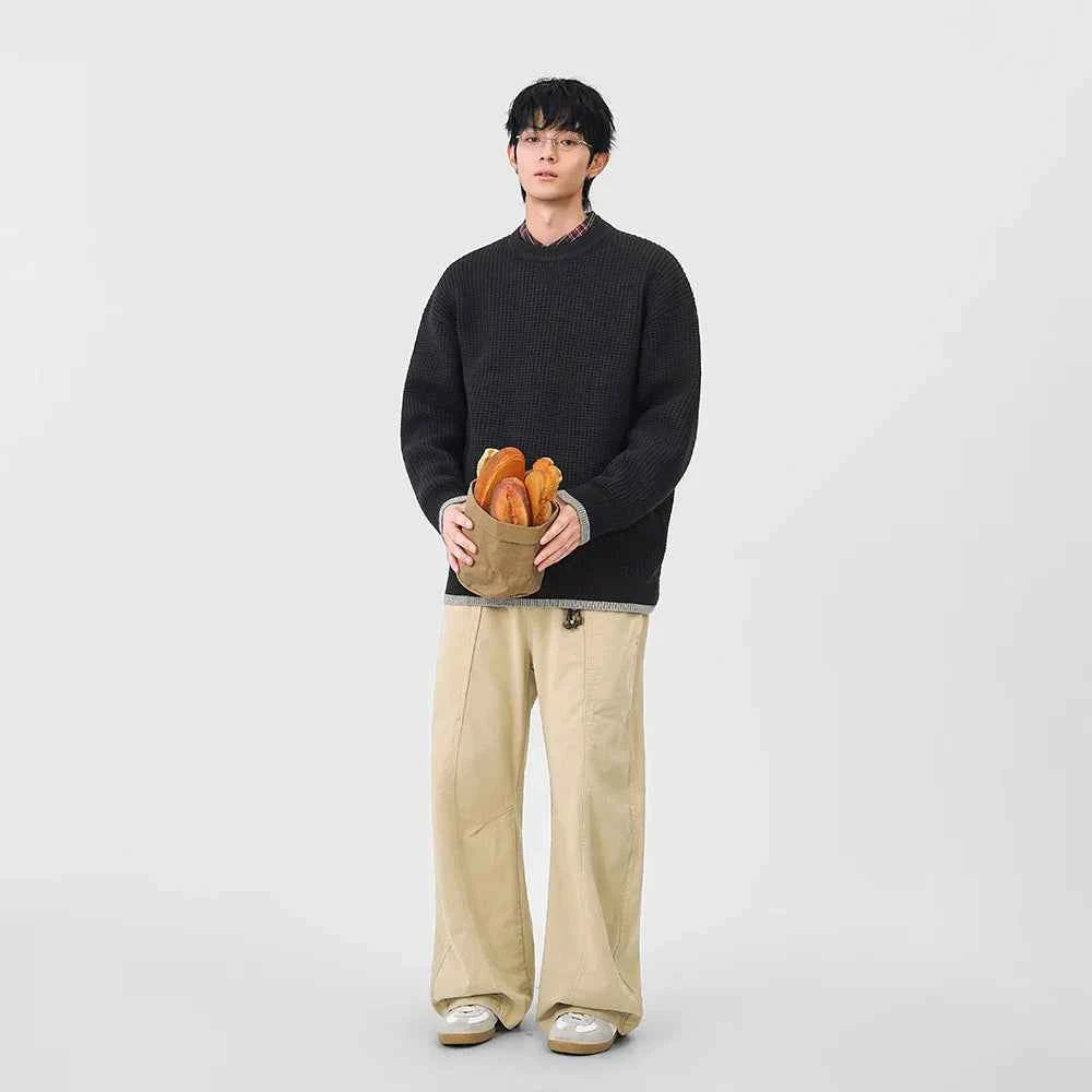 Y2K Cozy Crew Neck Waffle Knit Sweater