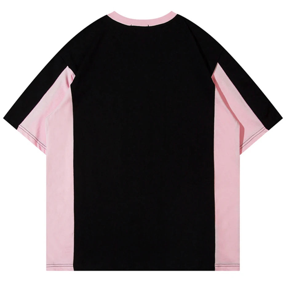 Streetwear Printed Patchwork Oversized Fashion Casual T-shirt