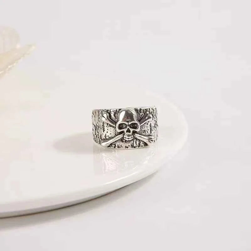 Punk Gothic Silver Retro Skull Wide Ring