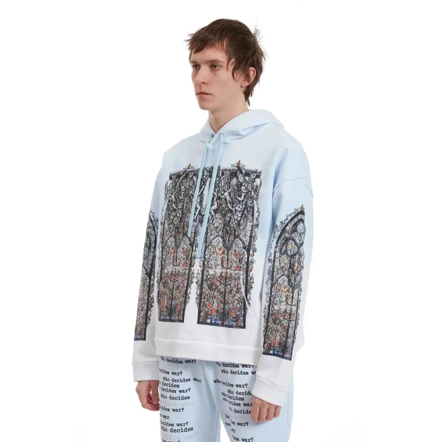 Y2K Blue Gradient Vintage Distressed Hoodie