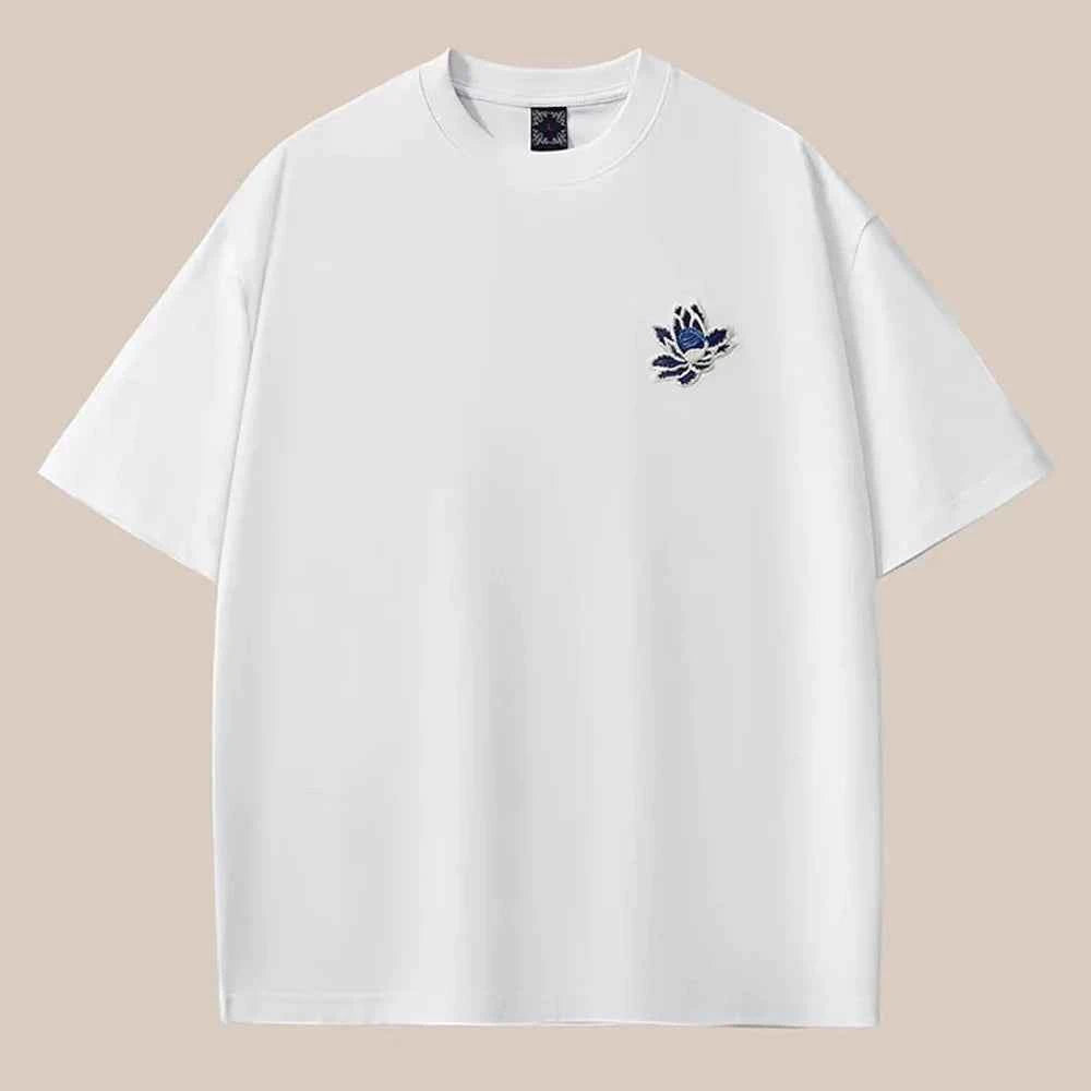 Summer Phoenix Embroidery Casual O-Neck Cotton T-Shirt