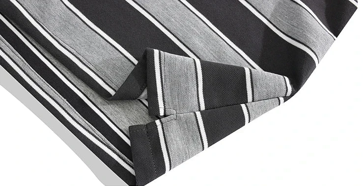 Contrasting Patchwork Striped Polo Long Sleeve T-Shirt