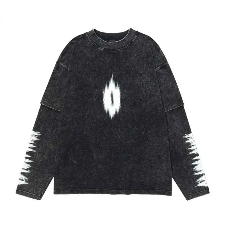 Y2K Vintage American Style Distressed Printed Sweatshirt