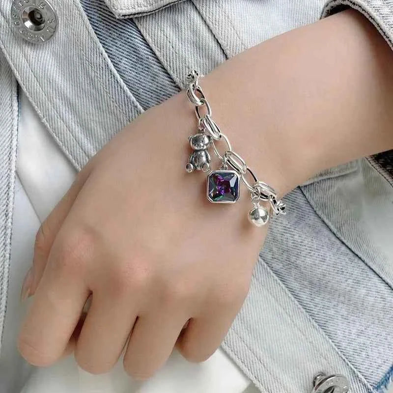 Lucky Cute Bear Geometric Square Bracelet
