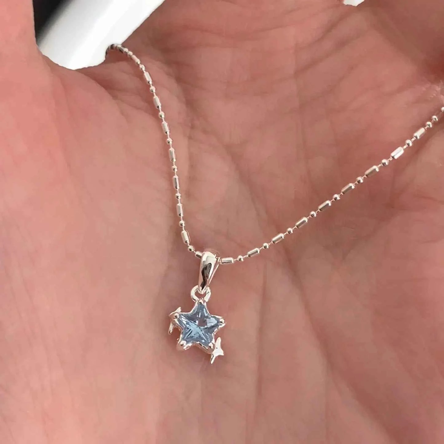 Elegant Blue Star Sterling Silver Necklace