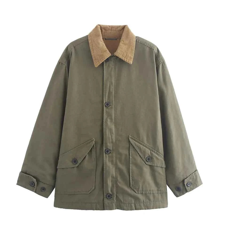 Chic Minimalist Spliced Lapel Jacket
