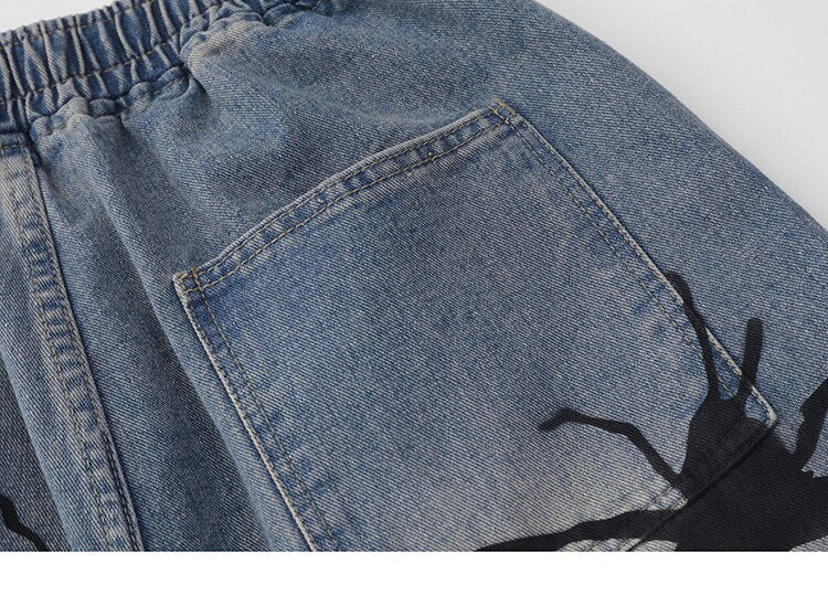 Tarantula Spider Graphic Denim Shorts
