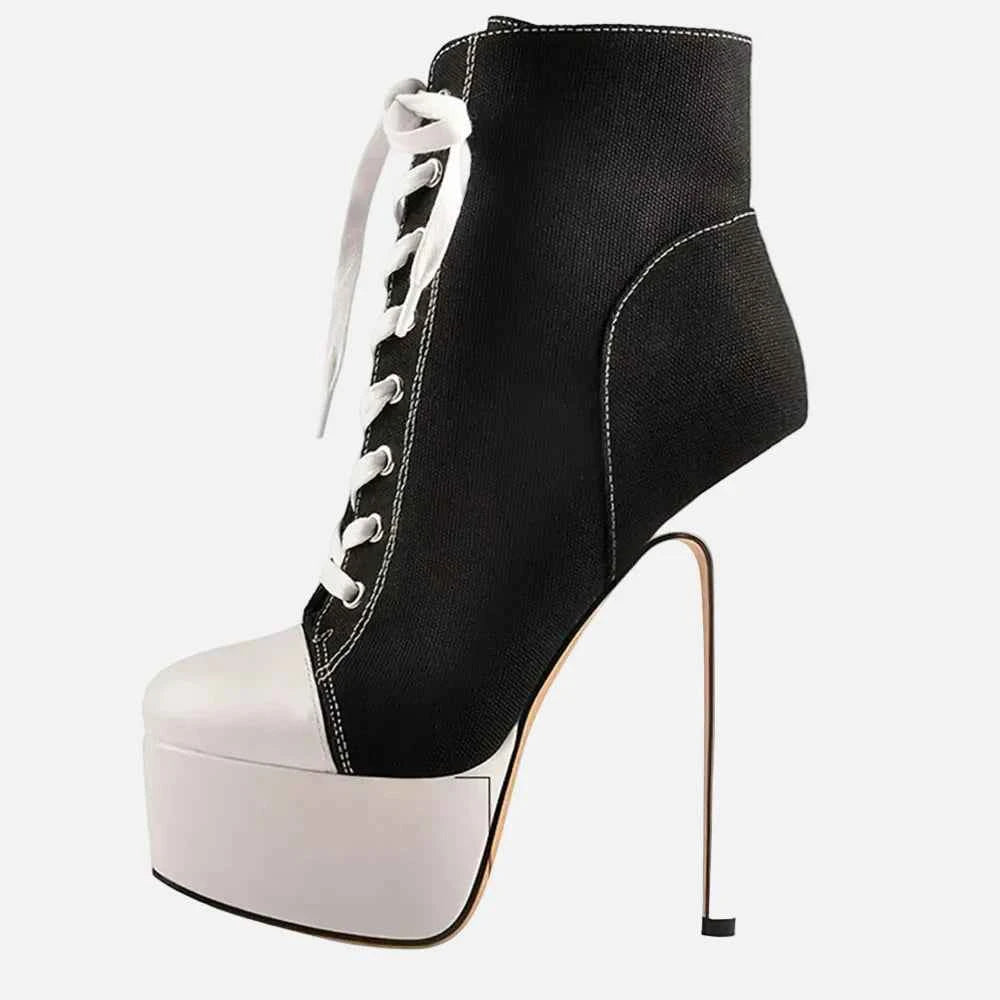 Super High Heel Lace-Up Platform Boots