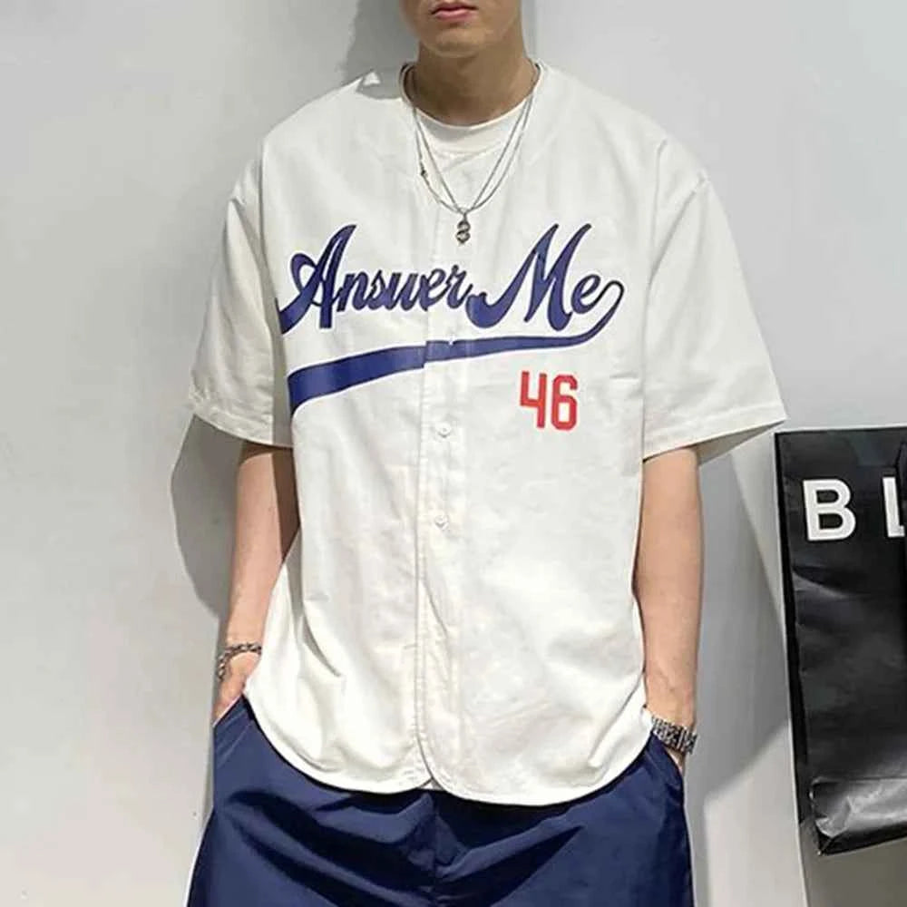 Retro American Style Letters Print Casual Shirt