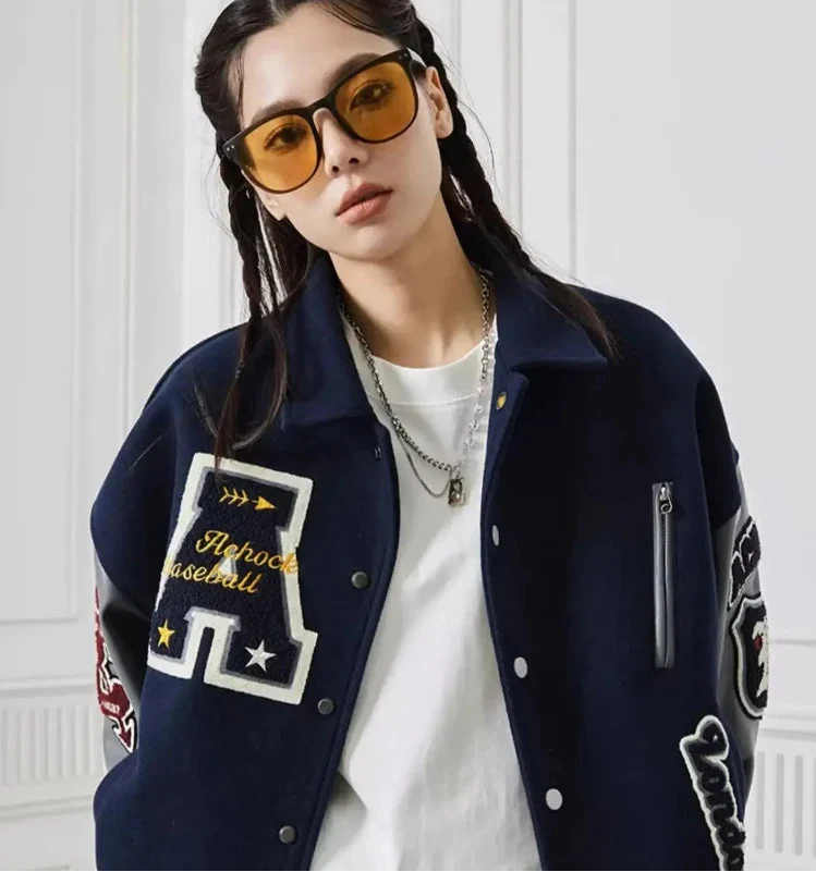 Effortless Embroidered Baseball Varsity Jacket - Luxuryurbanwear