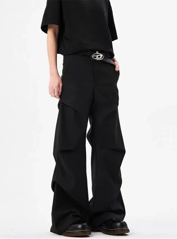 Streetwear Black Oversize Gothic Parachute Dance Pants - Luxuryurbanwear