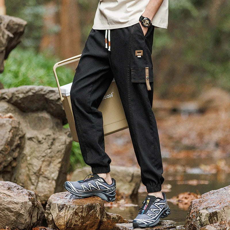 Elastic Cropped Pockets Safari Style Pants