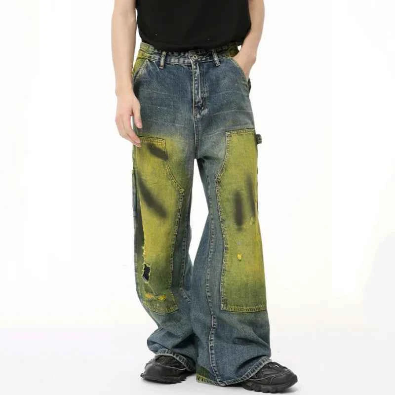Retro Laidback Bottoms Vintage Tie Dye Baggy Jeans