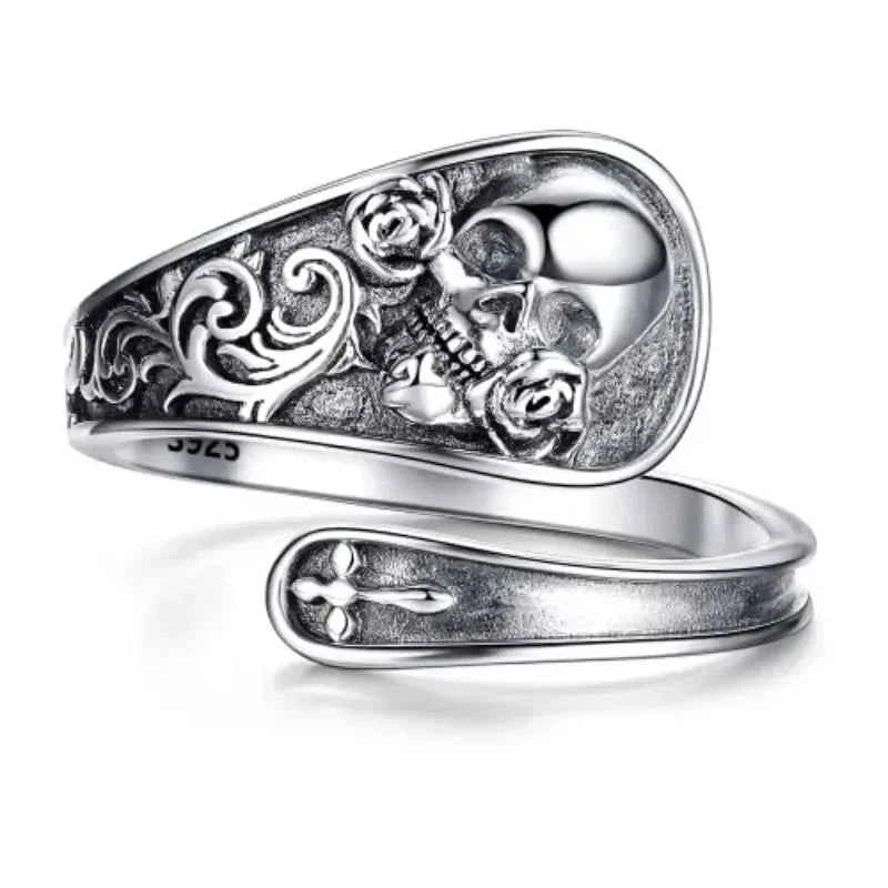 Gothic Rose Flower Adjustable Ring