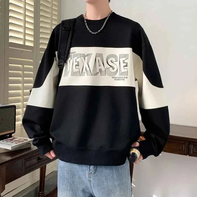 Colorful Patchwork Letter Print O-Neck Sweatshirt