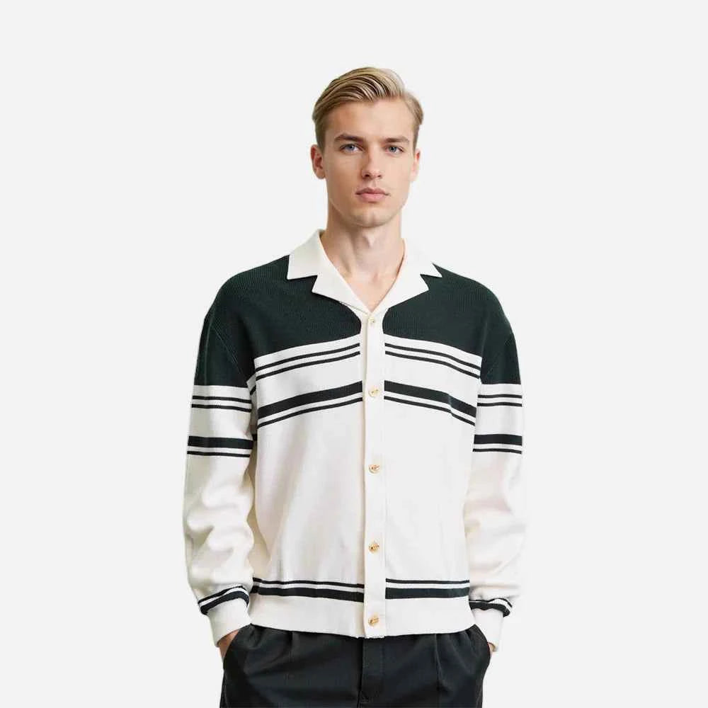 Breathable High Quality Striped Knit Cardigan