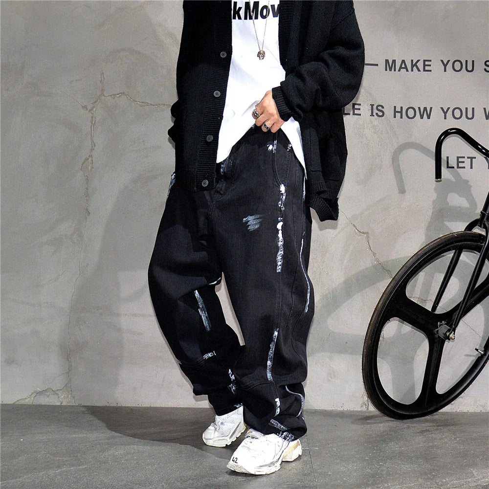 Ebony Black Splash Paint Style Pants