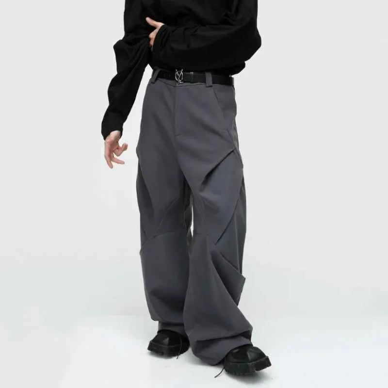 Diamond Patchwork Pleated Casual Pants
