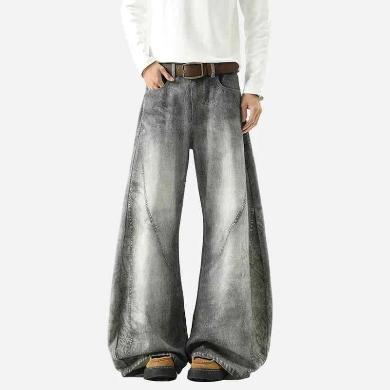 Durable American 3D Print Wide-Leg Jeans