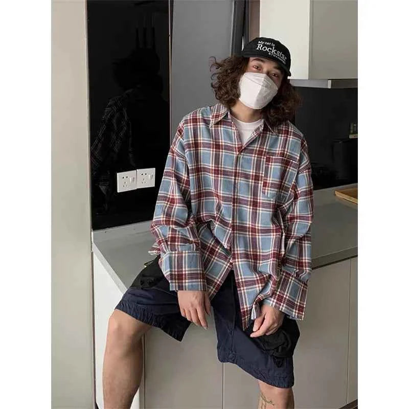 Elevated Stylish Loose Fit Plaid Long Sleeve Shirt