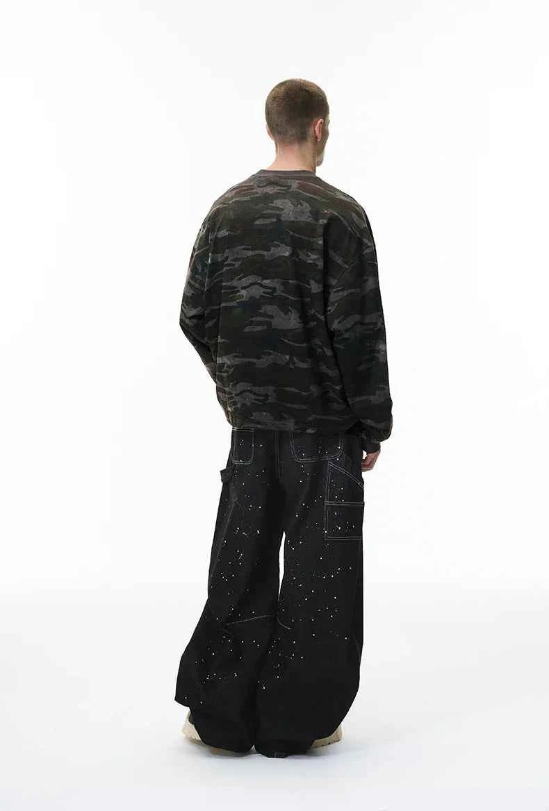 Versatile Camouflage Round Neck Sweatshirt