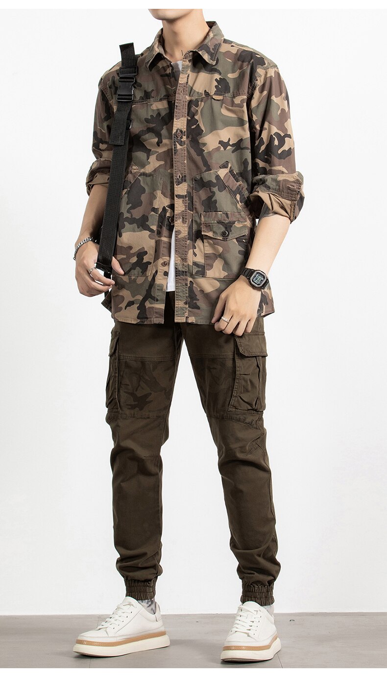 Classic Safari Camo Style Patch Pocket Jacket