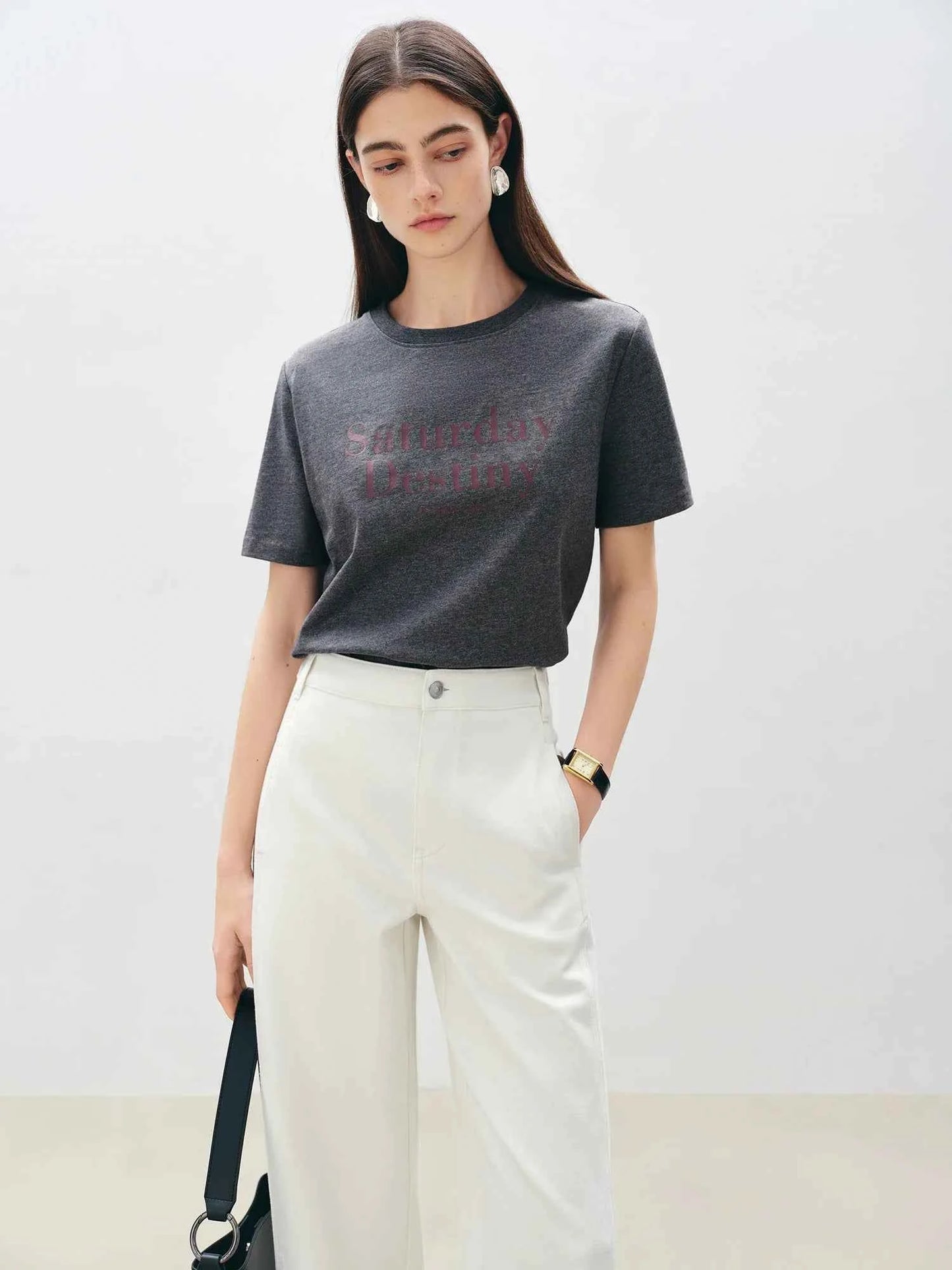 Women Cool Blue Printed Cotton Short-Sleeved T-Shirt