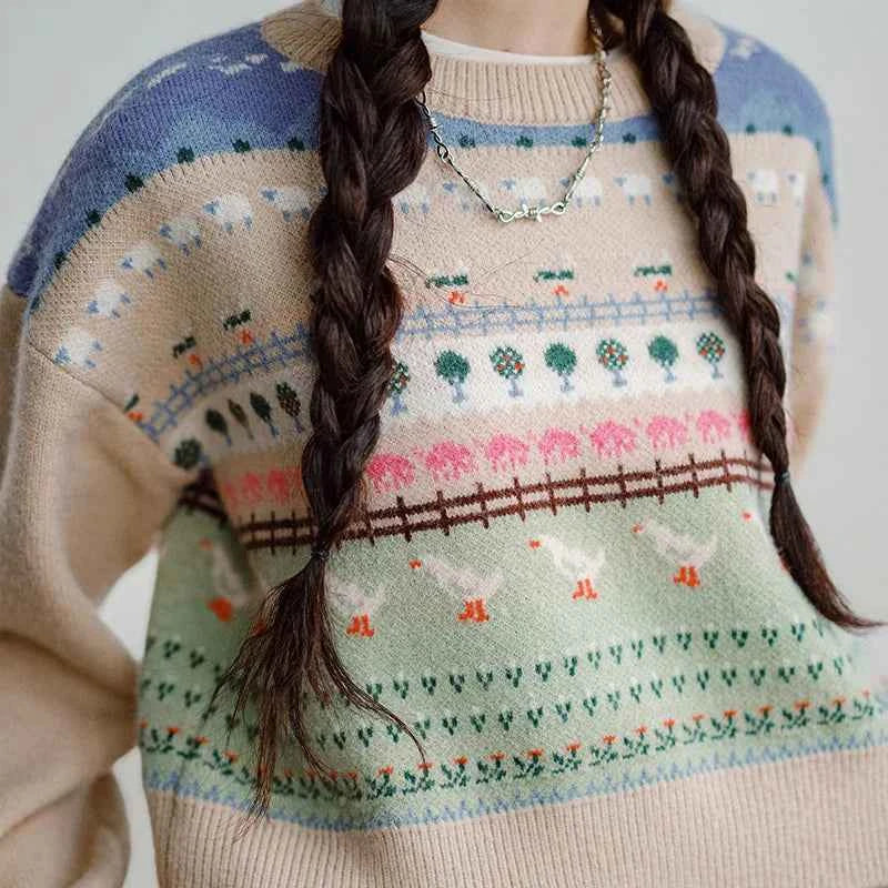 Cute Versatile Animal Print Sweater