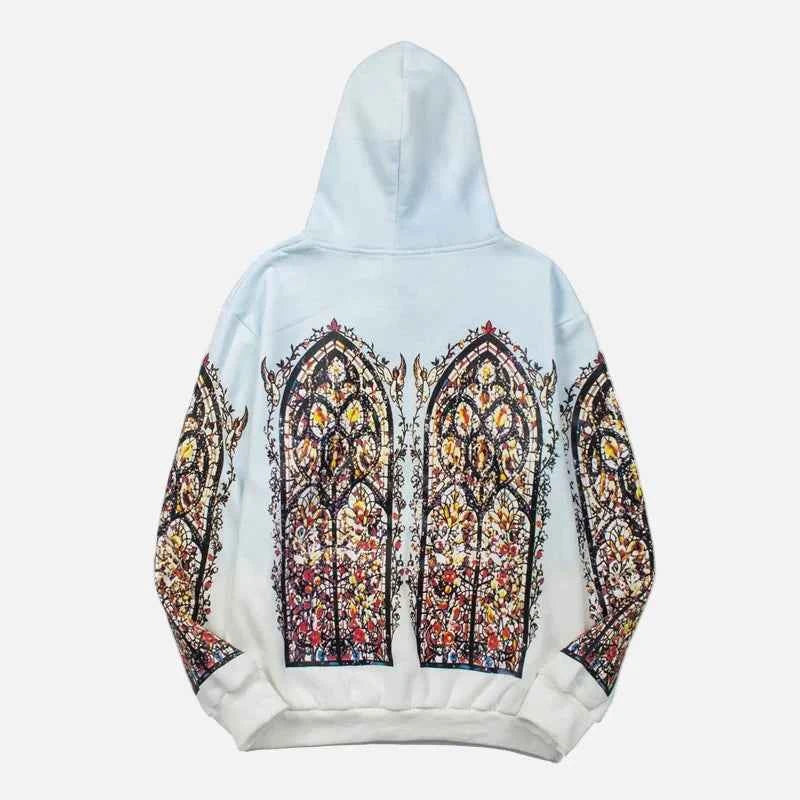 Y2K Blue Gradient Vintage Distressed Hoodie