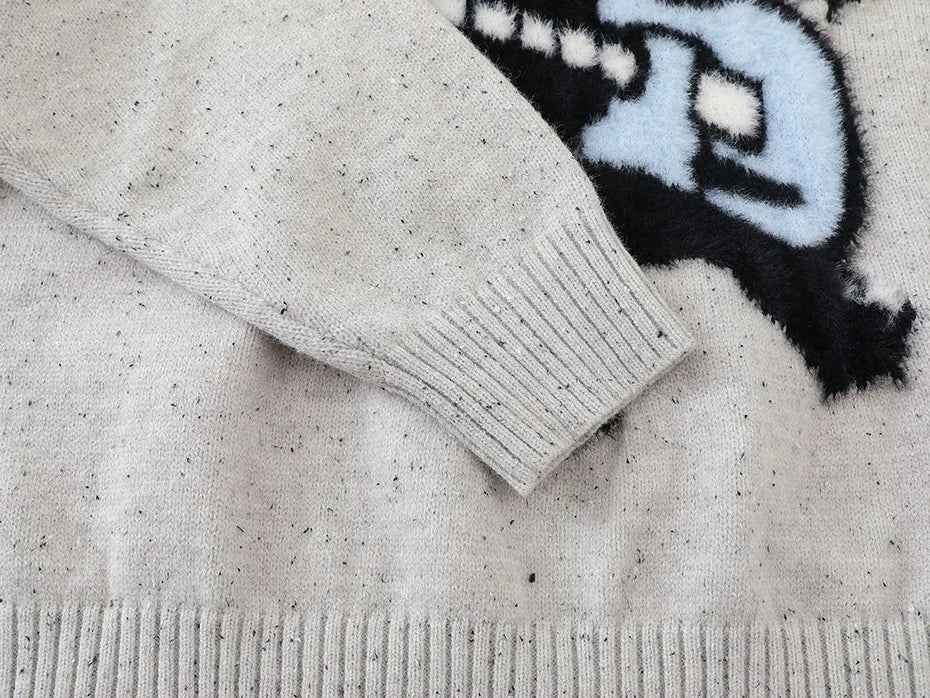 Soft Cotton Oversized Cartoon Graphic Knit Sweater