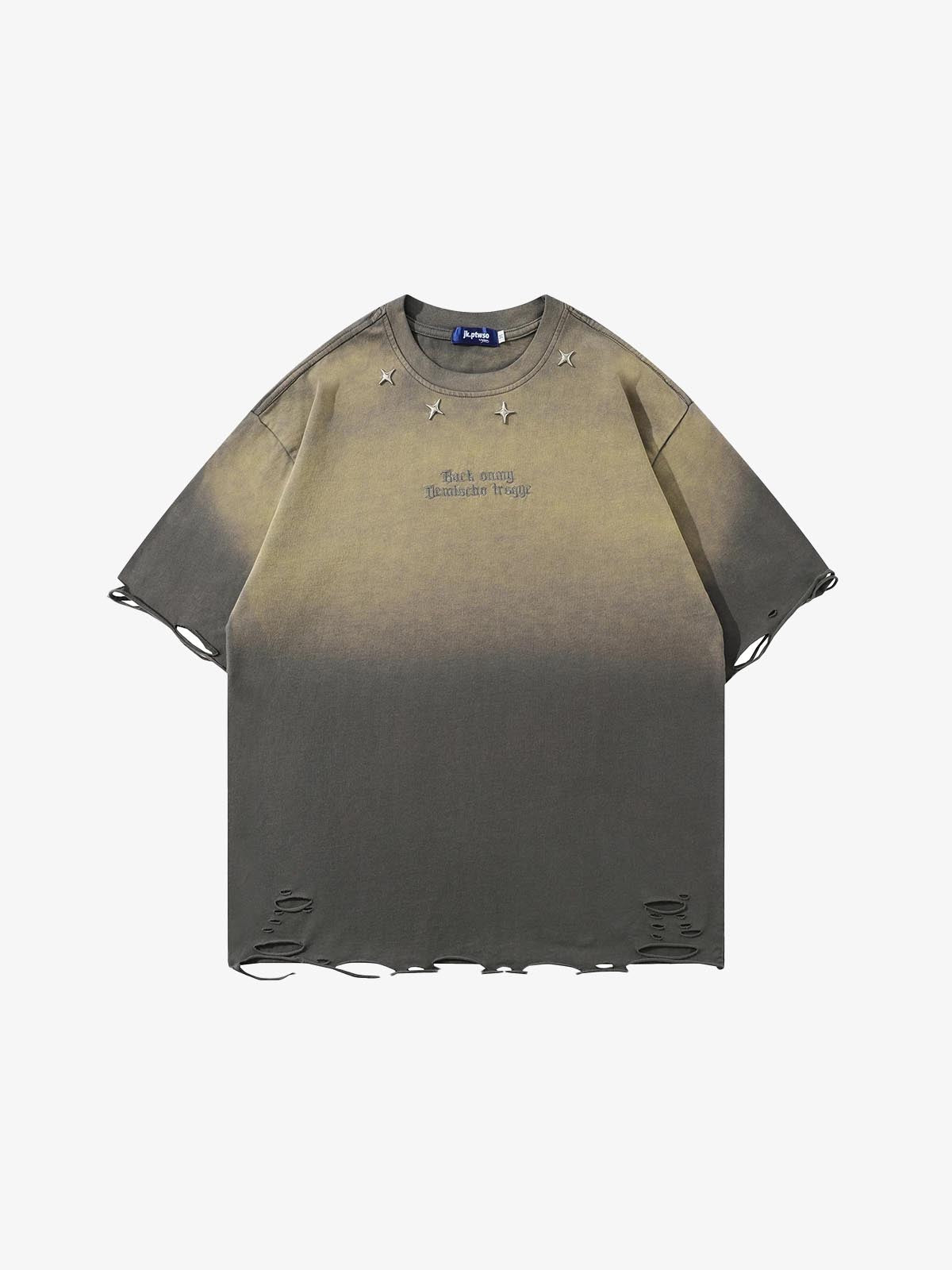 Tie-Die Metal Star Ripped T-Shirt