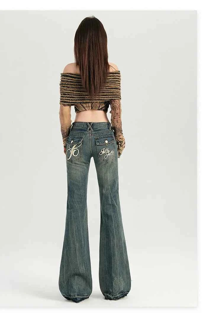 Stylish Flare Mid-Waist Stretch Jeans