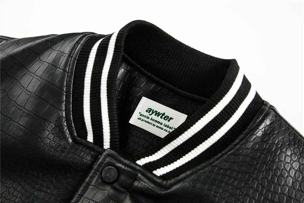 Winter Streetwear Thick Patchwork Varsity Leater Jacket