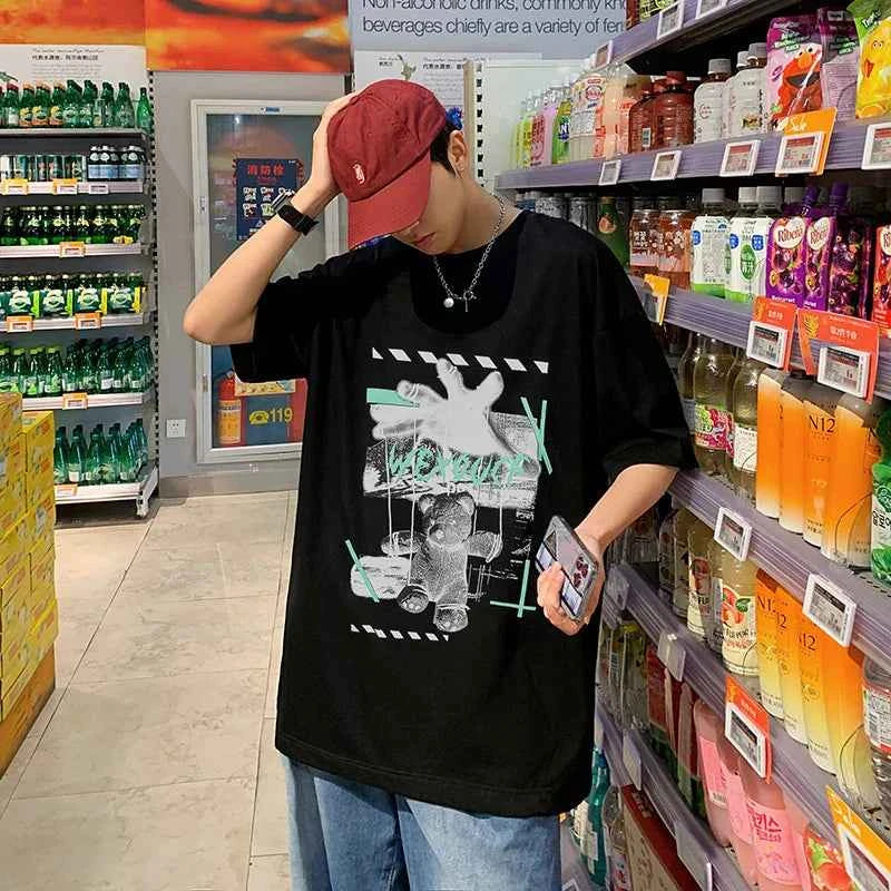 Y2K Stylish Bear Print Loose Fit T-Shirt