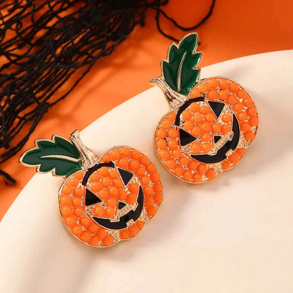 Funny Diamond Studded Halloween Pumpkin Earrings