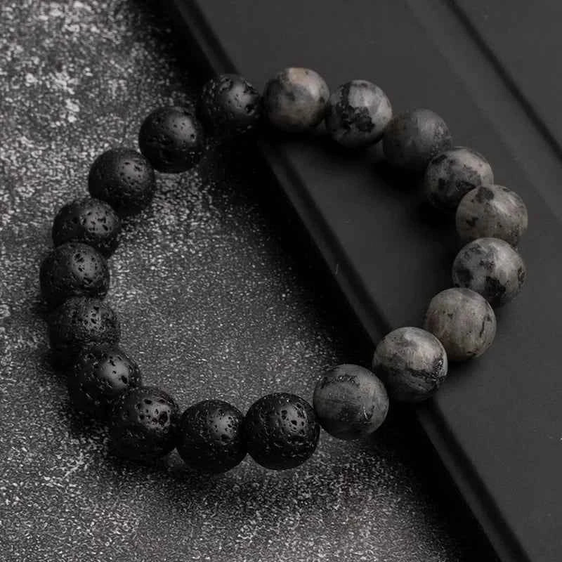 Retro Black Volcanic Stone Bead Bracelets