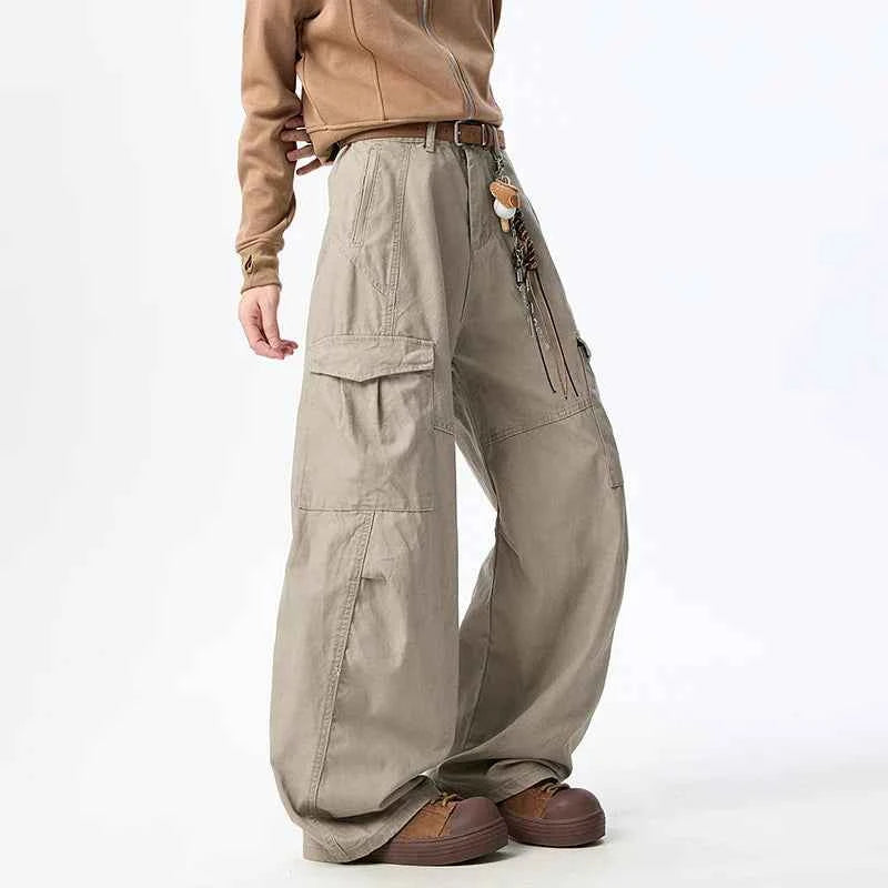 Streetwear Wide Leg Curved Knife Cargo Pants
