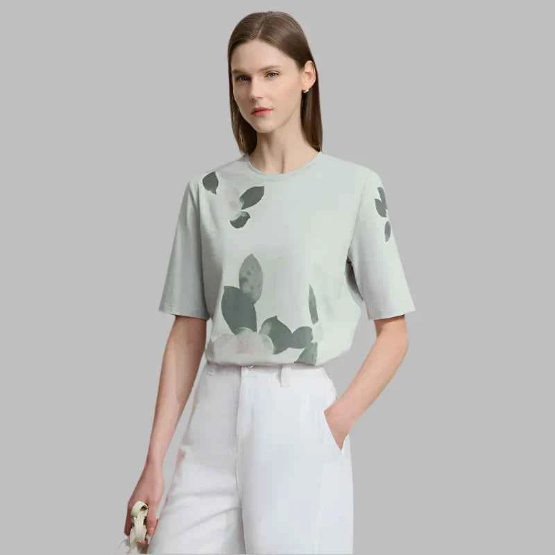 Floral Print Round Neck Summer T-Shirt