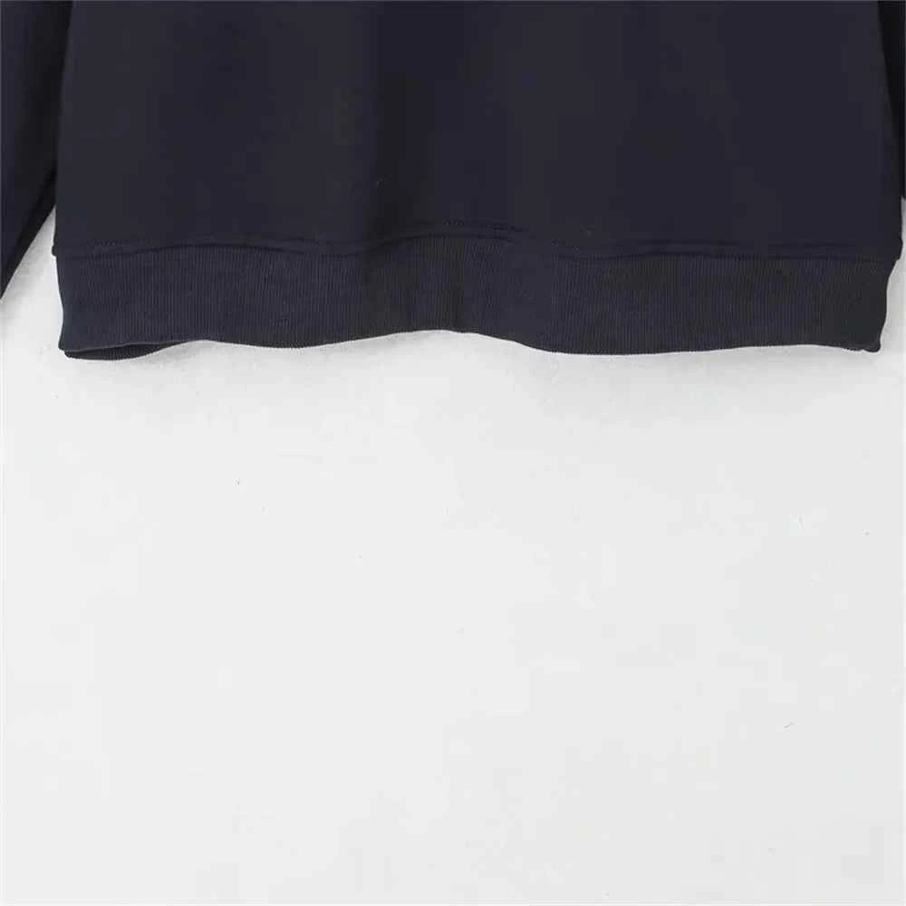Cozy Embroidered Round Neck Long Sleeve Sweatshirt