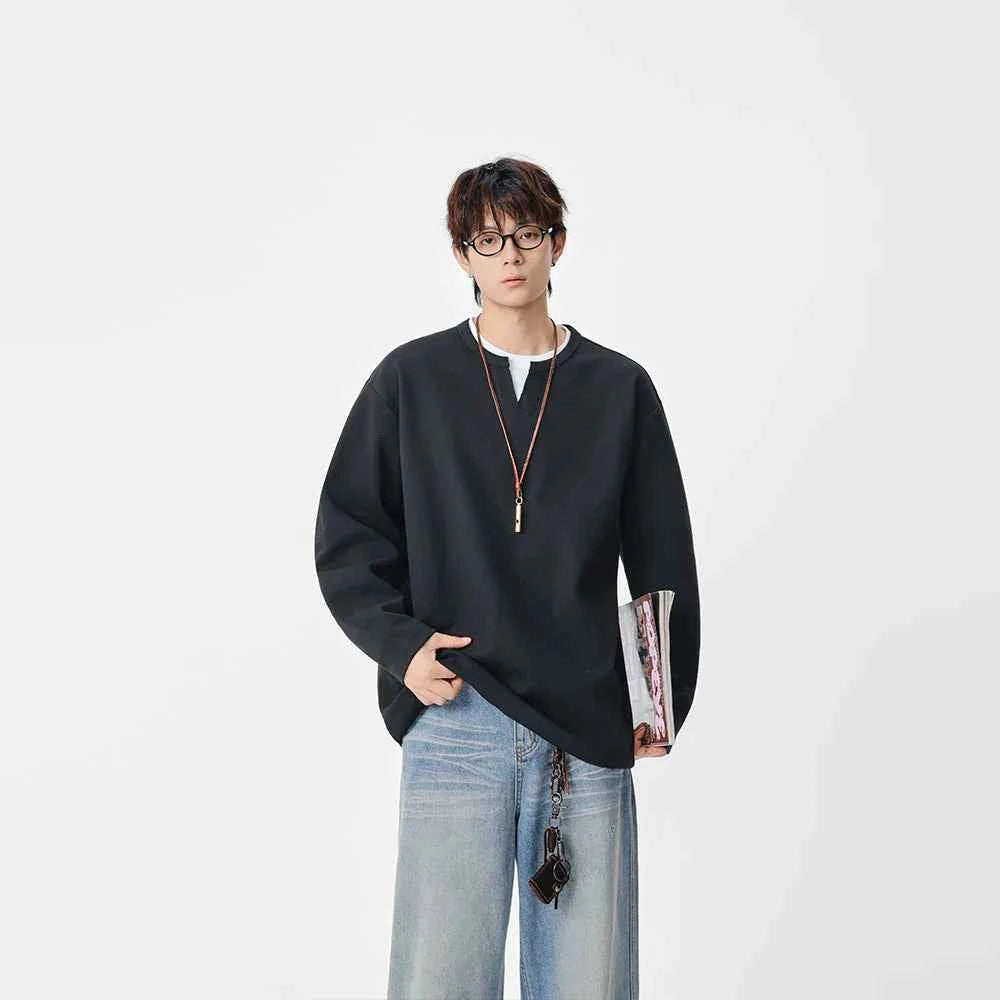 Hip Hop Minimalist Crew Neck Long Sleeve T-Shirt