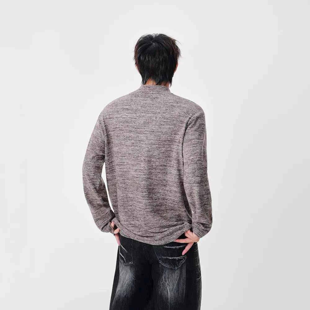 Lightweight Textured Knit Mock Neck Sweater