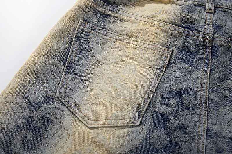 Bold Paisley Pattern Loose Fit Denim Jeans