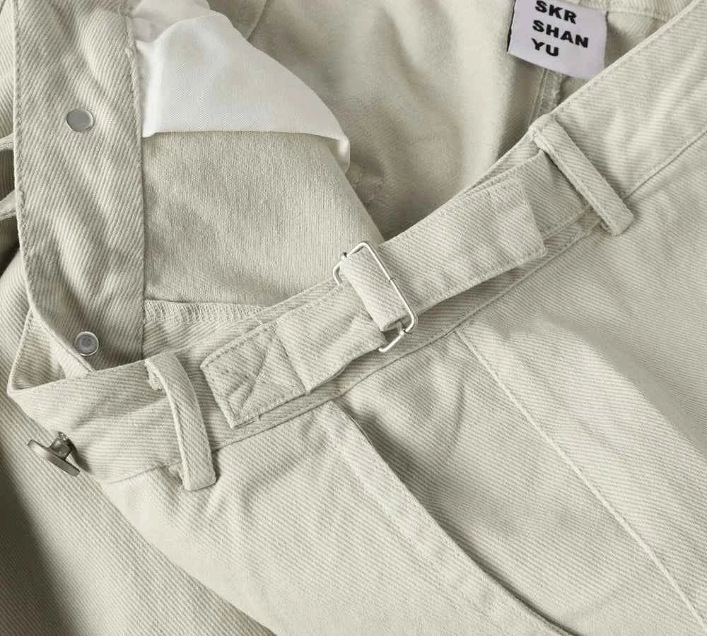 Y2K Detachable Belt Washed Cotton Denim Jeans